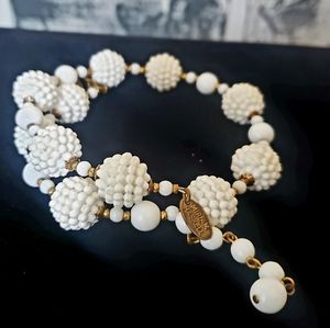 Miriam Haskell Plastic Popcorn Bead Memory wire bracelet